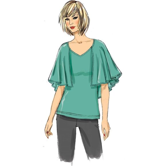 Butterick Sewing Pattern B6560 Cold Shoulder Ruffled Sleeve Misses Top Sz 6-14 - Picture 7 of 7